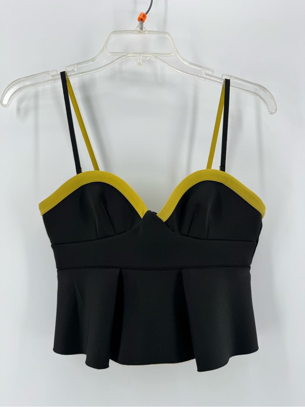 H&M Black Camisole Bustier Top with Mustard Trim